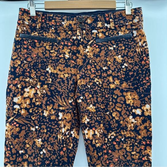 Anthropologie The Essential Slim Autumn Floral Print Trouser Pants Sz 8 - Picture 4 of 15